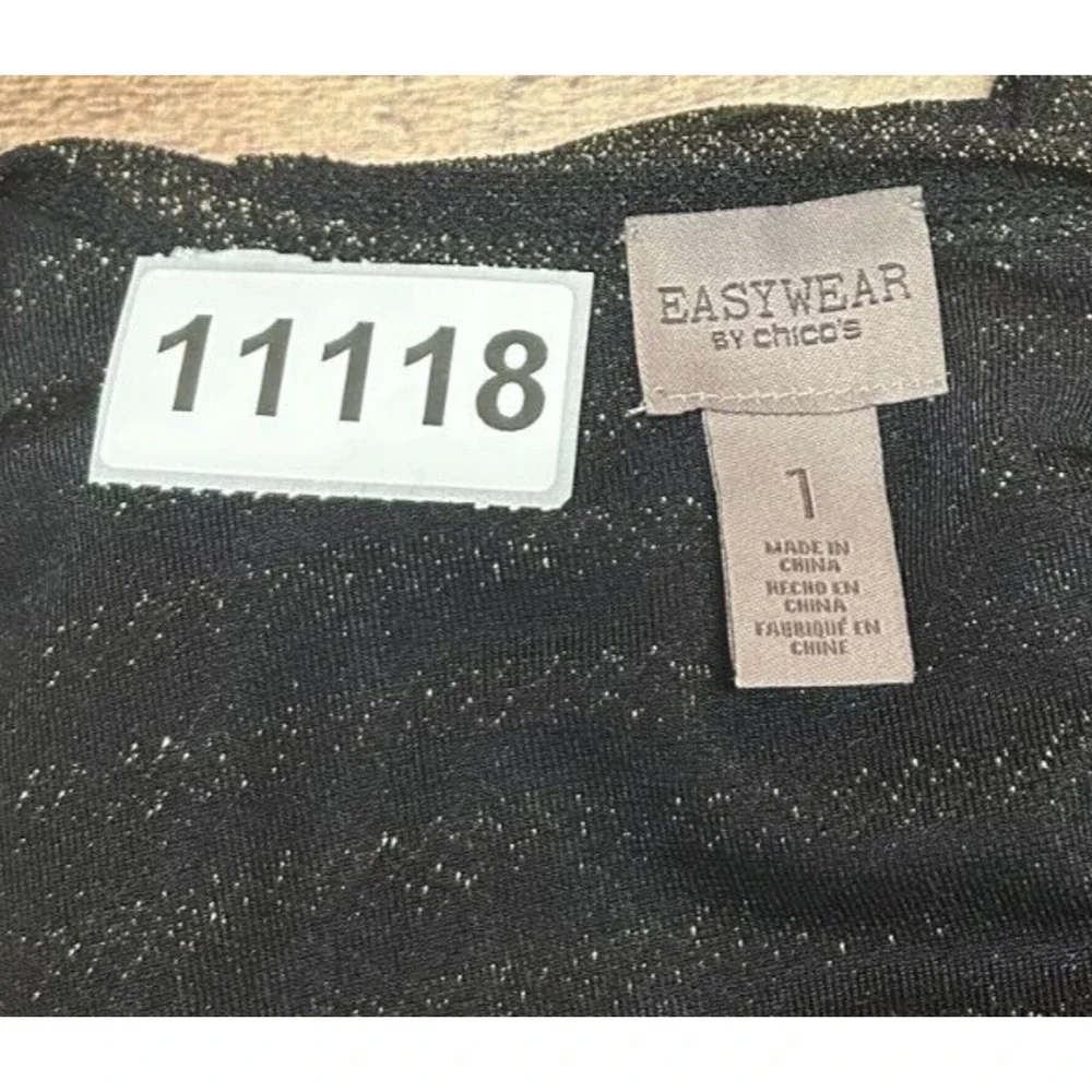 Chicos Cardigan Womens 1 Medium 8 Black Metallic Tank Top 2 Piece Set‎ Tie Front
